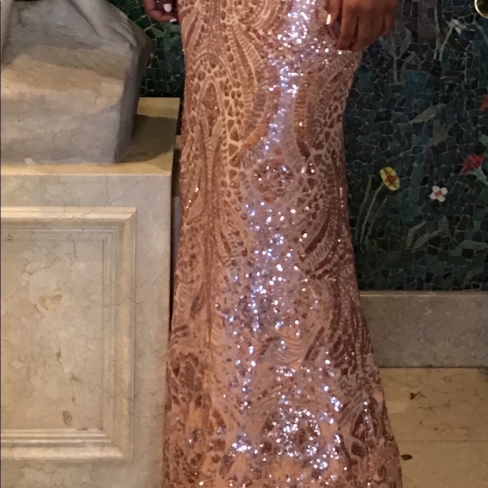 rose gold aqua prom dress